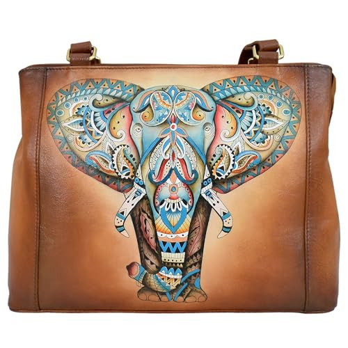 Anuschka Women’s Hand-Painted Genuine Leather Medium Everyday Tote - Elephant Mandala | Amazon (US)
