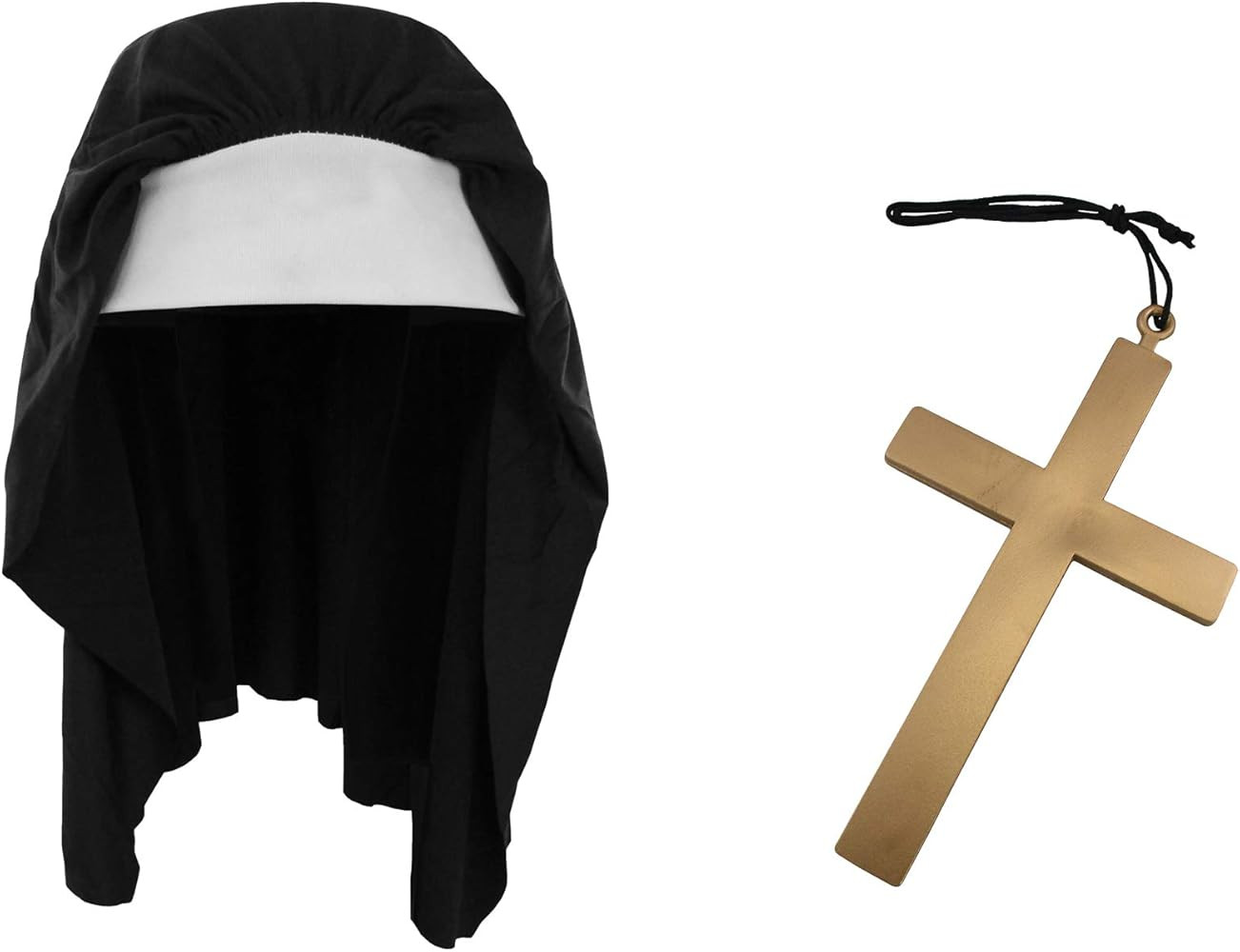 Amazon.com: Costume Accessory Nun Hat and Gold Cross Necklace Set, Multi, One Size : Clothing, Sh... | Amazon (US)