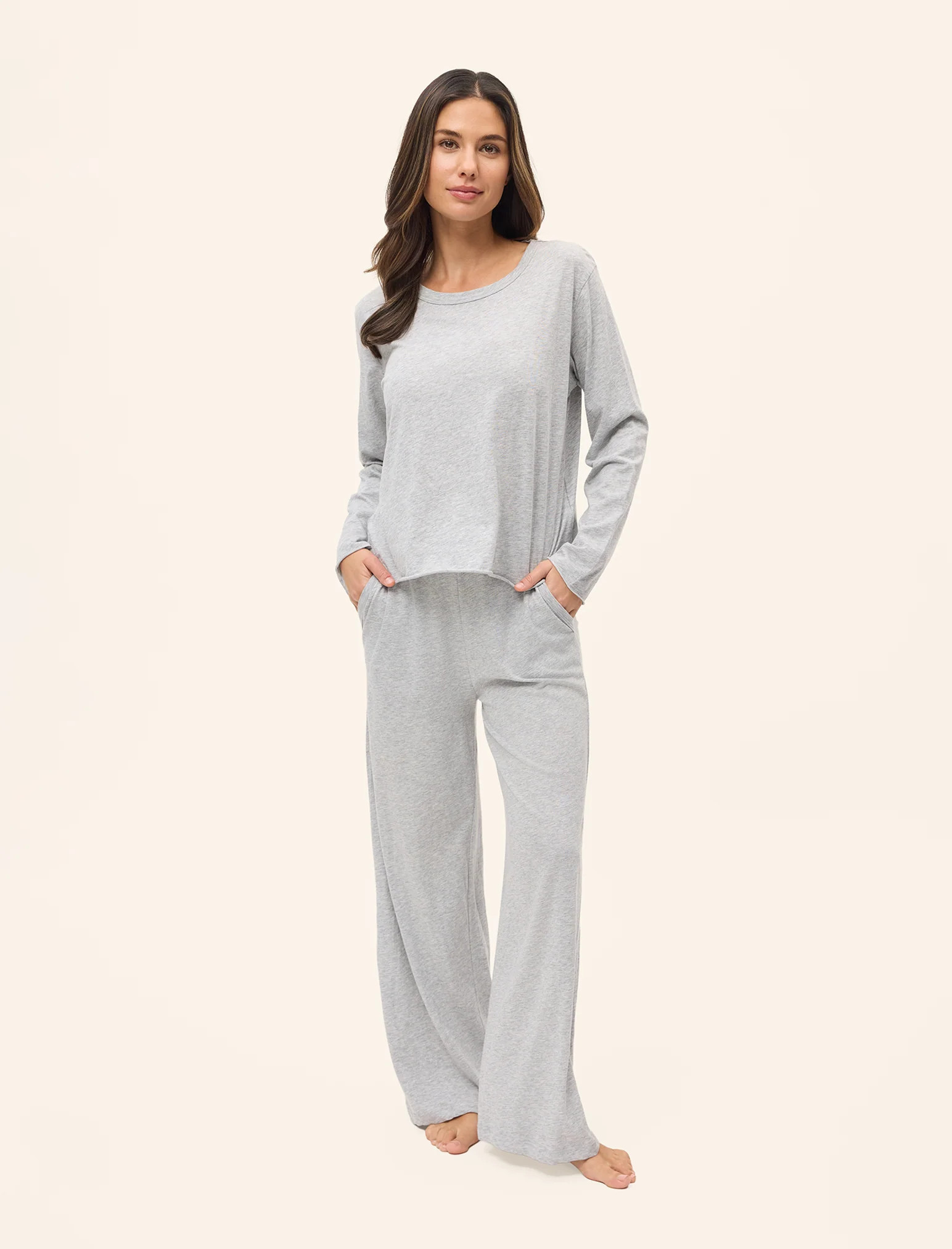 Jada Organic Cotton Boxy Long Sleeve Tee | Papinelle Sleepwear US