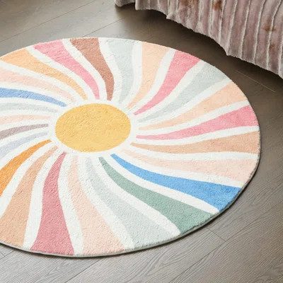 Sun Rainbow Rug, Colorful Rug Soft Washable Rugs for Living Room, Bedroom | Wayfair North America