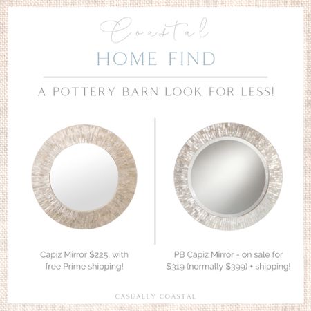 Great price on this Capiz mirror from Amazon, which looks so similar to Pottery Barn’s beautiful Capiz mirror!
-
coastal decor, beach house decor, beach decor, beach style, coastal home, coastal home decor, coastal decorating, coastal interiors, coastal house decor, home accessories decor, coastal accessories, beach style, blue and white home, blue and white decor, neutral home decor, neutral home, natural home decor, designer dupe, designer inspired, pottery barn dupe, round capiz mirror, seashell mirror, shell mirror, coastal mirrors, coastal bathroom, living room mirror, entryway mirror, bedroom mirror, 24” mirror, amazon mirrors, beachy mirror 

#LTKhome #LTKstyletip #LTKsalealert