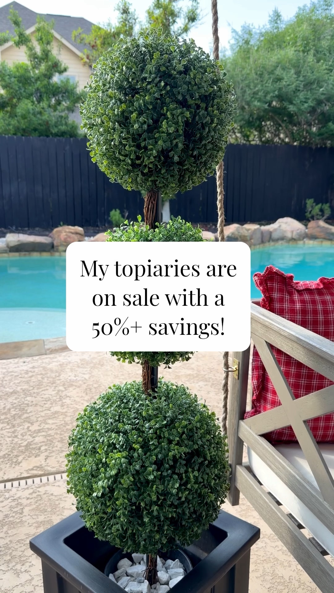 Boxwood double ball topiaries are on sale with a 50%+ savings!  I have the 3’ and the 4’. Plus they’re also running a 25% sale right now on other purchases. 