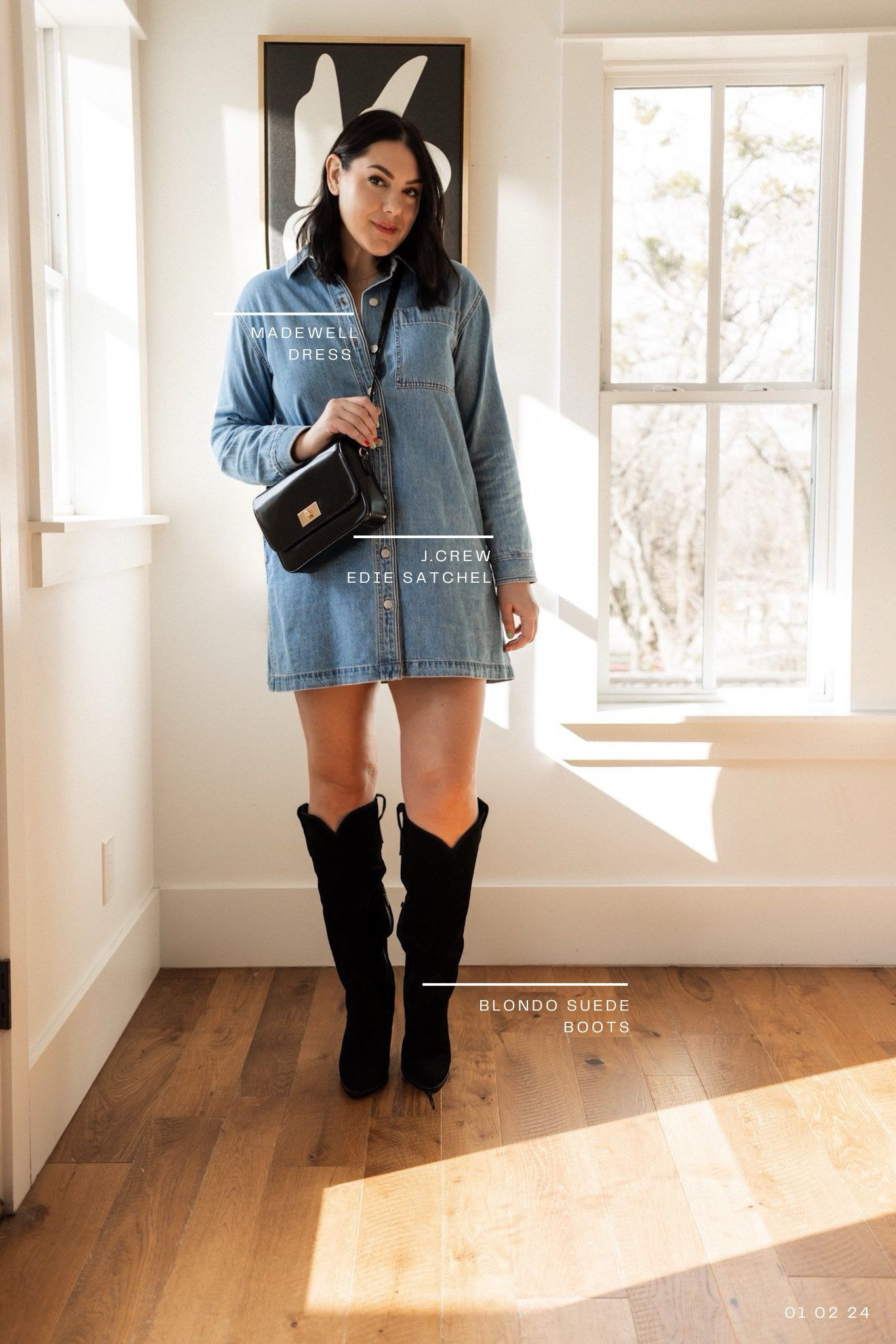 I’ve linked similar chambray dresses below! This one is last year Madewell ❤️

My boots are on sale for under $150! I’d suggest a half size up for extra wiggle room.

My Edie Satchel is 30% off this week at J.Crew. 

#LTKfindsunder100 #LTKmidsize
