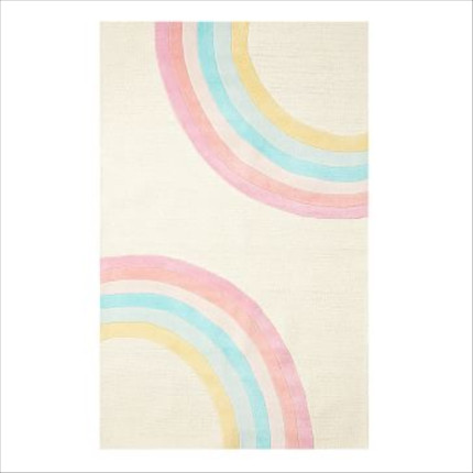 Click for more info about Rainbows Rug, 5X8, White Multi