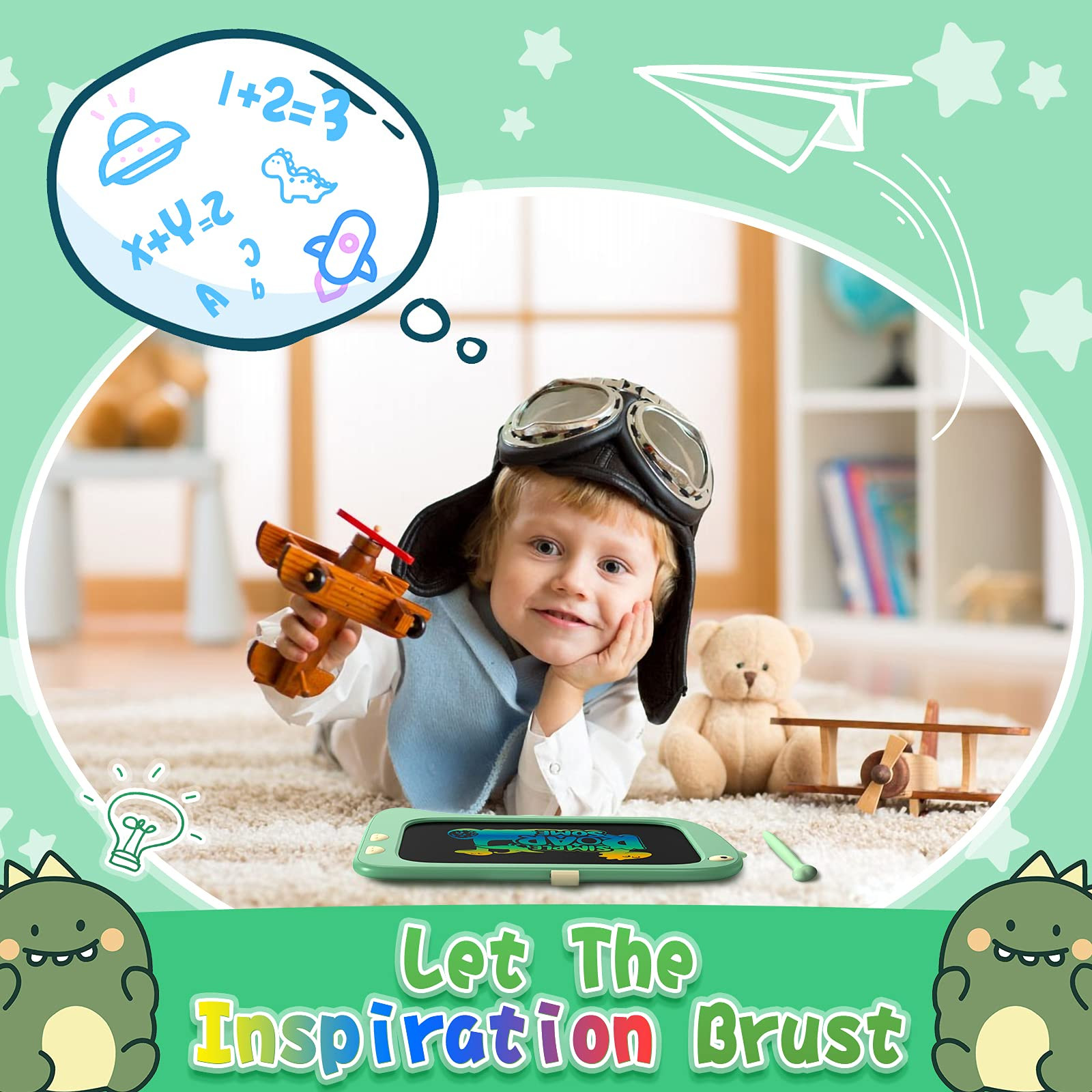 ORSEN 8.5 Inch LCD Doodle Board Tablet Toy - Green Dinosaur Drawing Pad for Kids 2-6 Years Old - ... | Amazon (US)