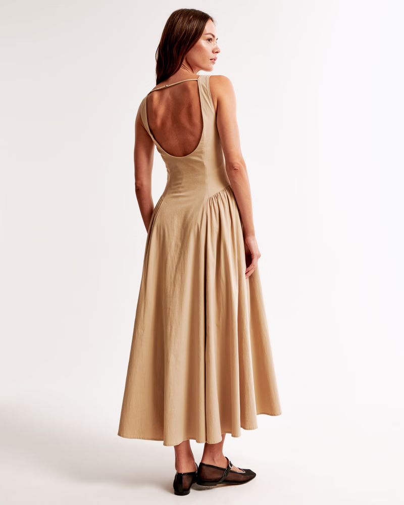 Drop-Waist Midi Dress | Abercrombie & Fitch (US)