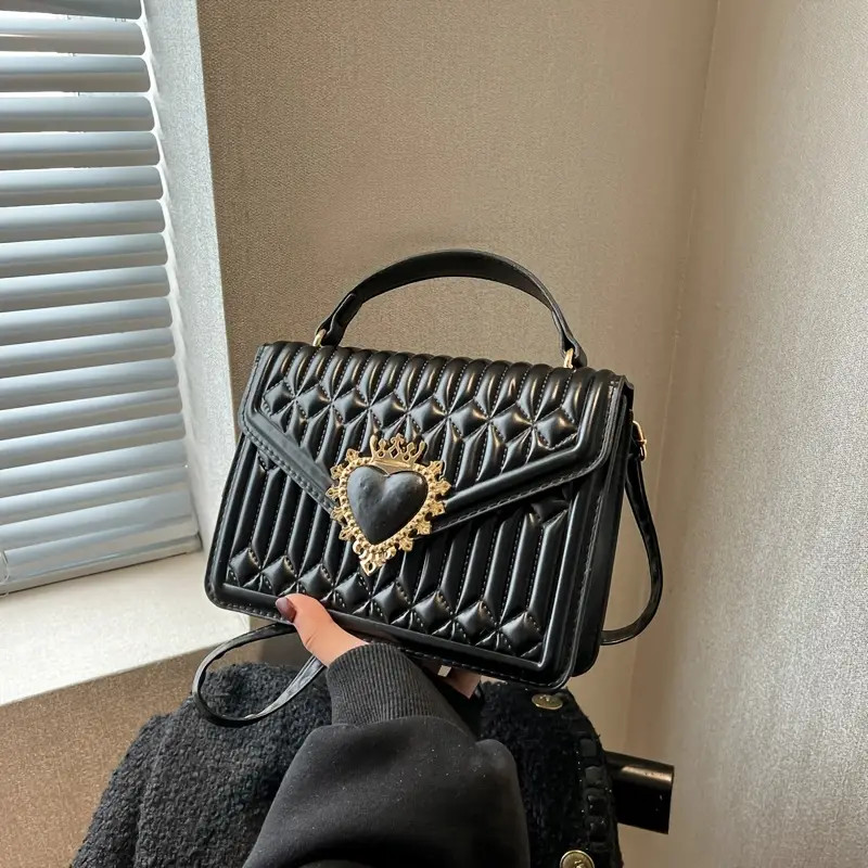 Y2k Square Shoulder Bag Heart Decor Quilted Crossbody Bag - Temu Canada | Temu Affiliate Program
