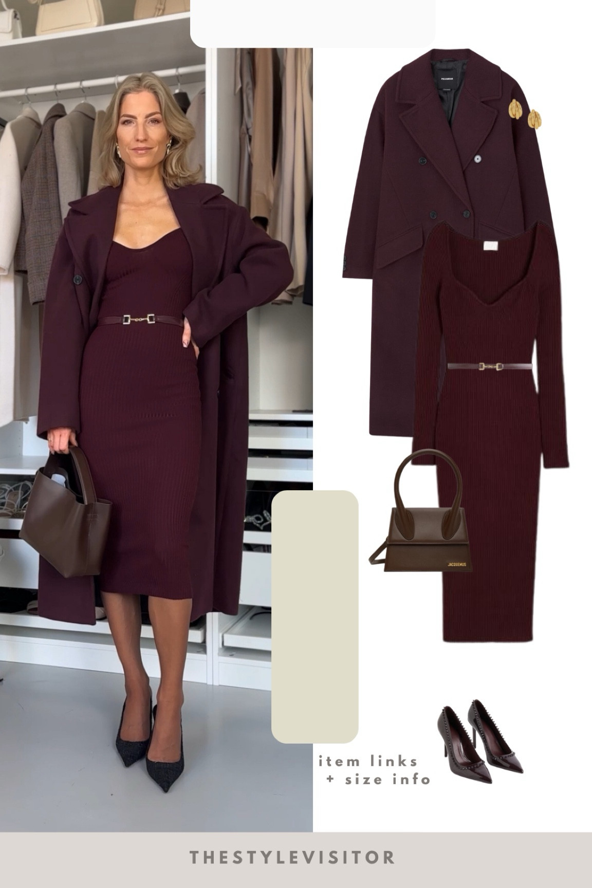 Almost all burgundy outfit 🫶🏼✨

Read the size guide/size reviews to pick the right size.

Leave a 🖤 to favorite this post and come back later to shop

Knit dress, burgundy dress, sweetheart necklined dress, horsebit belt, waist belt, arket, h&m, date night outfit, burgundy coatt

#LTKeurope #LTKstyletip #LTKSeasonal