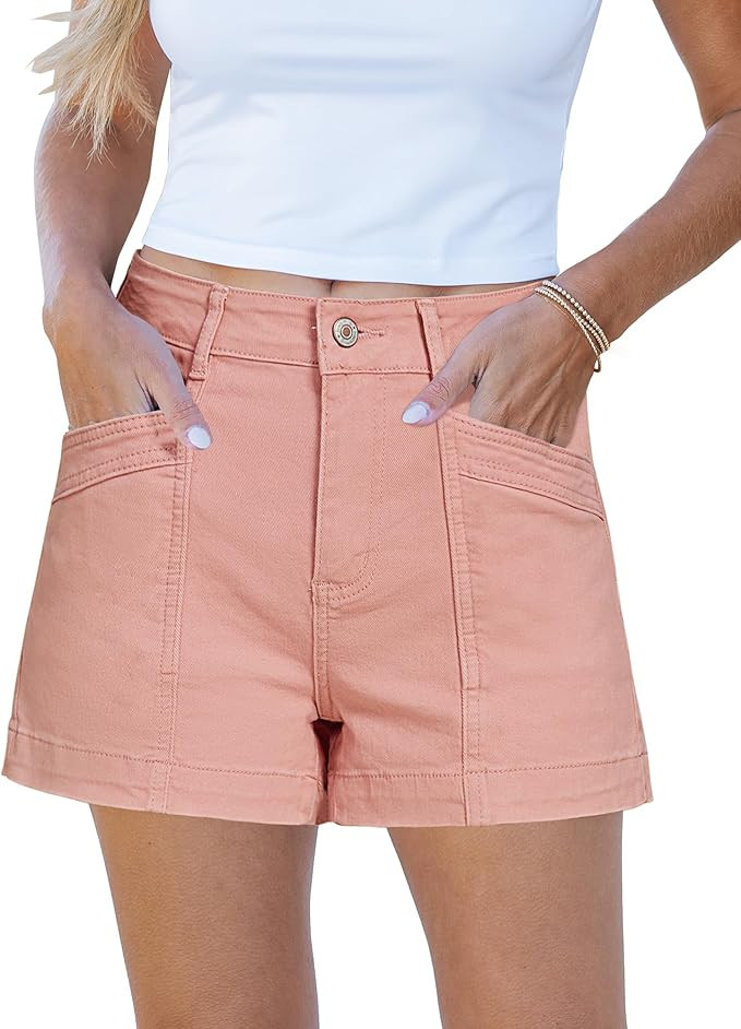 luvamia Jean Shorts for Women High Waisted Stretchy Denim Jorts Trendy Casual Distressed Cut Off ... | Amazon (US)