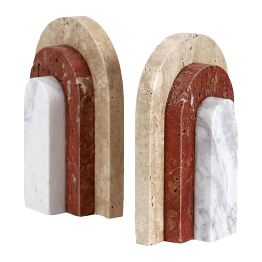 bookends Heavy Bookends Marble Bookend Decorative Unique Book Stoppers Stylish Geometric Book End... | Amazon (US)