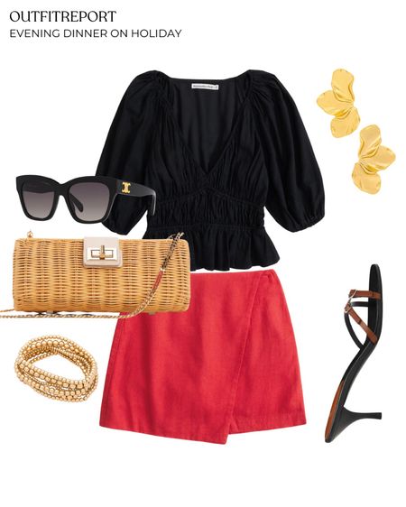 Red mini skirt black top and heeled sandals sling backs 

#LTKshoes #LTKbag #LTKstyletip