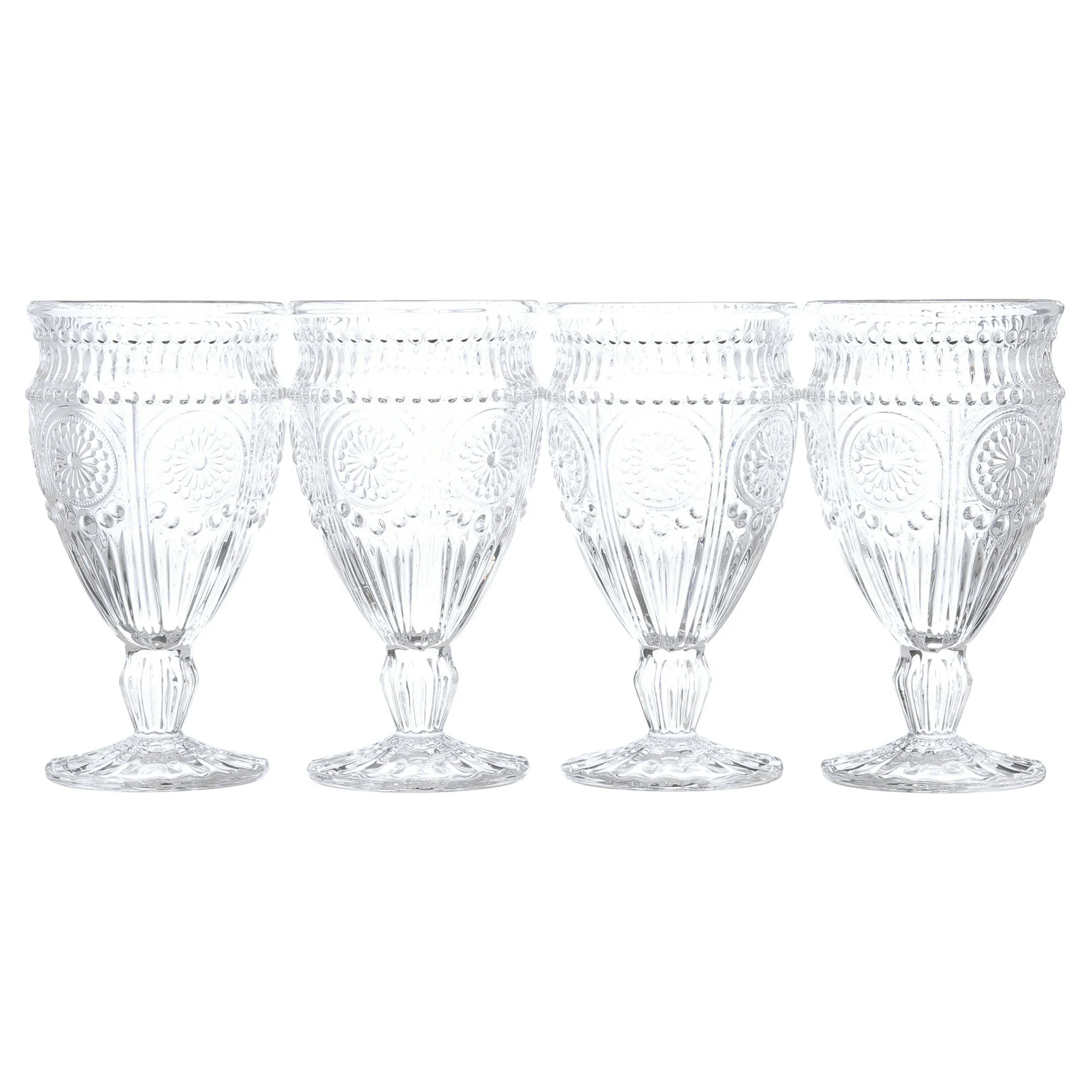 The Pioneer Woman Adeline 12-Ounce Footed Glass Goblets, Set of 4, Clear | Walmart (US)