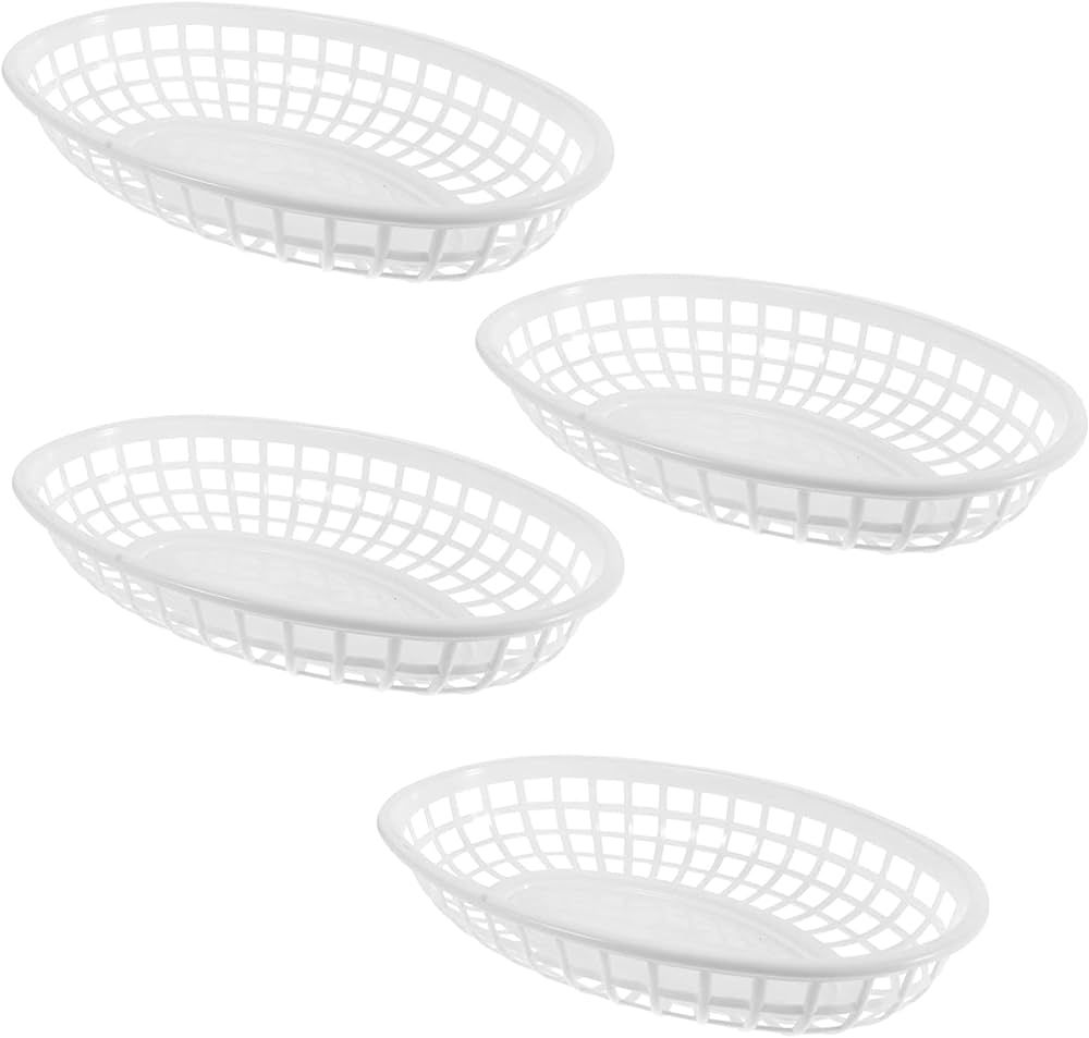 8 Pack Oval Fast Food Baskets Plastic Oval Basket Small Fruit Bread Basket Bin Food Serving Tray ... | Amazon (US)