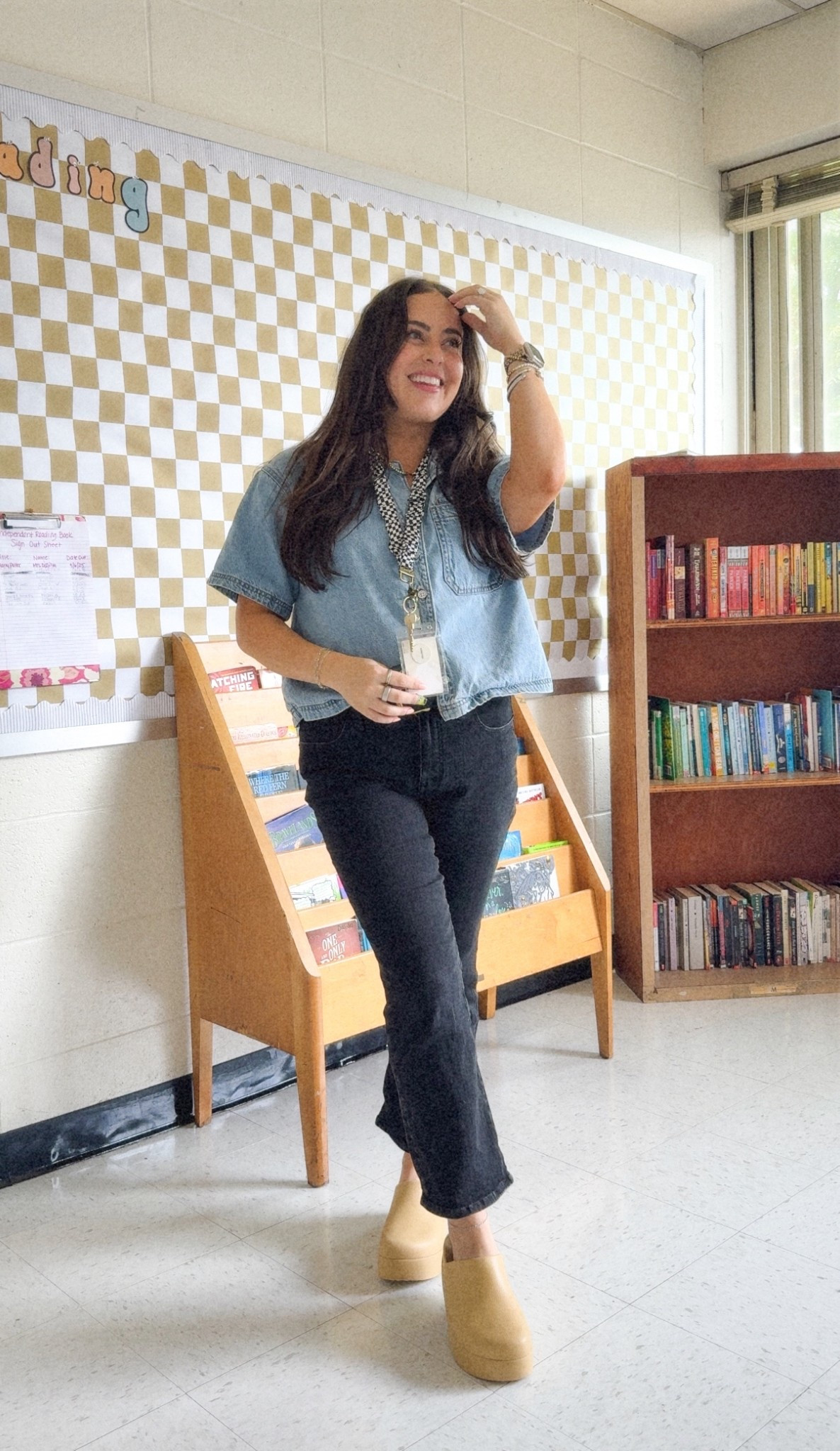 Classroom outfit of the day ✦ casual teacher style with a denim short-sleeve button-down, black jeans, and tan clogs. Simple, minimal, and functional for long days on your feet.


#LTKxMadewell #LTKShoeCrush #LTKWorkwear