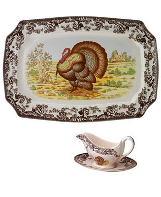 Spode Woodland Turkey Sauce Boat & Platter - Macy's | Macy's