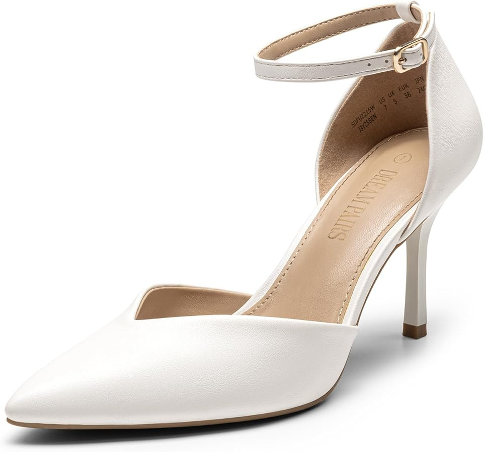 DREAM PAIRS Women’s High Heels Strappy Closed Toe Stiletto Ankle Strap Pointed Toe D'Orsay Heel... | Amazon (US)