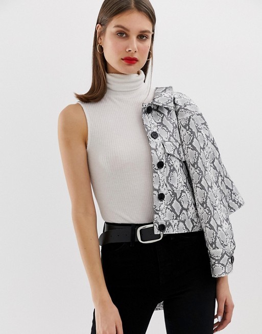 River Island sleeveless roll neck body in ivory | ASOS US