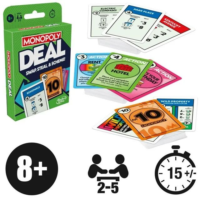 Monopoly Deal Card Game, Quick-Playing Family Card Game for 2-5 Players, Ages 8+ | Walmart (US)