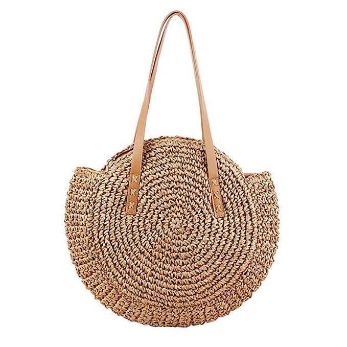 Round Straw Bag Large Summer Beach Tote Woven Round Handle Handbags Rattan Crossbody Purse for Women | Amazon (US)