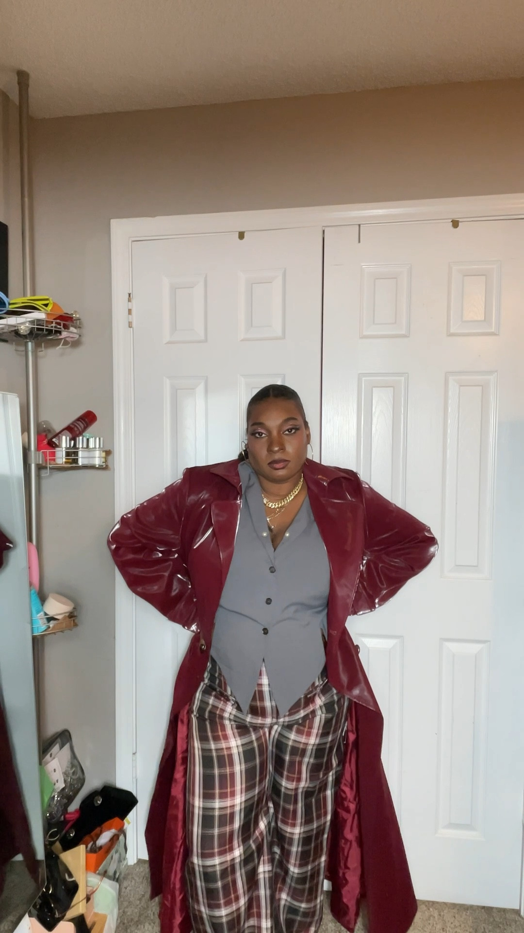 Yeah, I got so many compliments on this trenchcoat even from my own brother it’s vinyl but it looks like velvet in the light. It’s amazing and my vest is from finesse and you know they’re not on LTK so I will link something similar.

#LTKMidsize #LTKFindsUnder100 #LTKootd