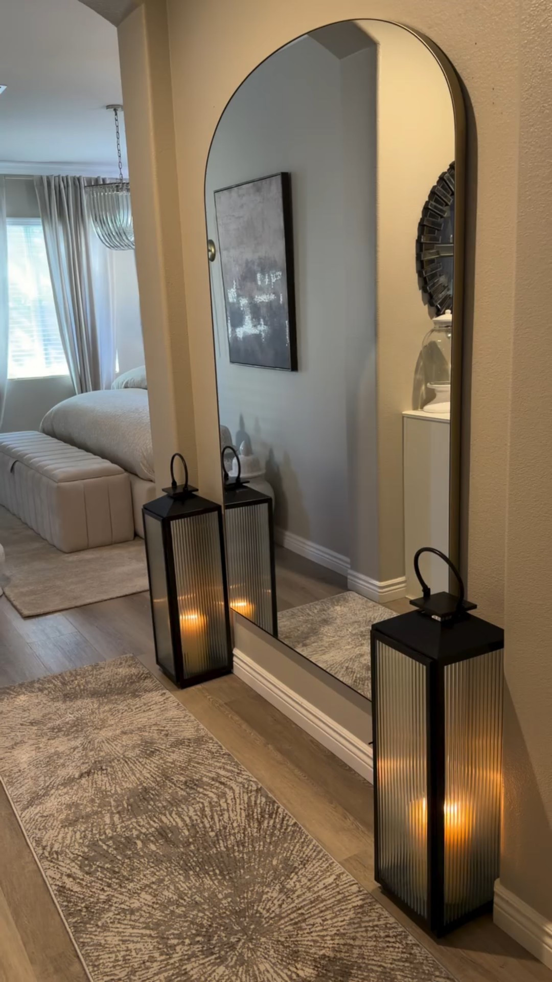 Giving my bedroom entryway a little refresh 
Cleaned the mirror, swapped out the black candles for lighter tones, and finally added a rug runner to soften the space.

Small changes like this completely shift the feel — lighter, calmer, and more inviting the moment you walk in 🤍
Proof that you don’t need a full makeover to make a space feel new again.@Wayfair 

#BedroomEntryway #EntrywayRefresh #HomeReset #NeutralHome #CozyDetails InteriorStylist SimpleStyling CalmHome HomeInspo MyyaBDesigns