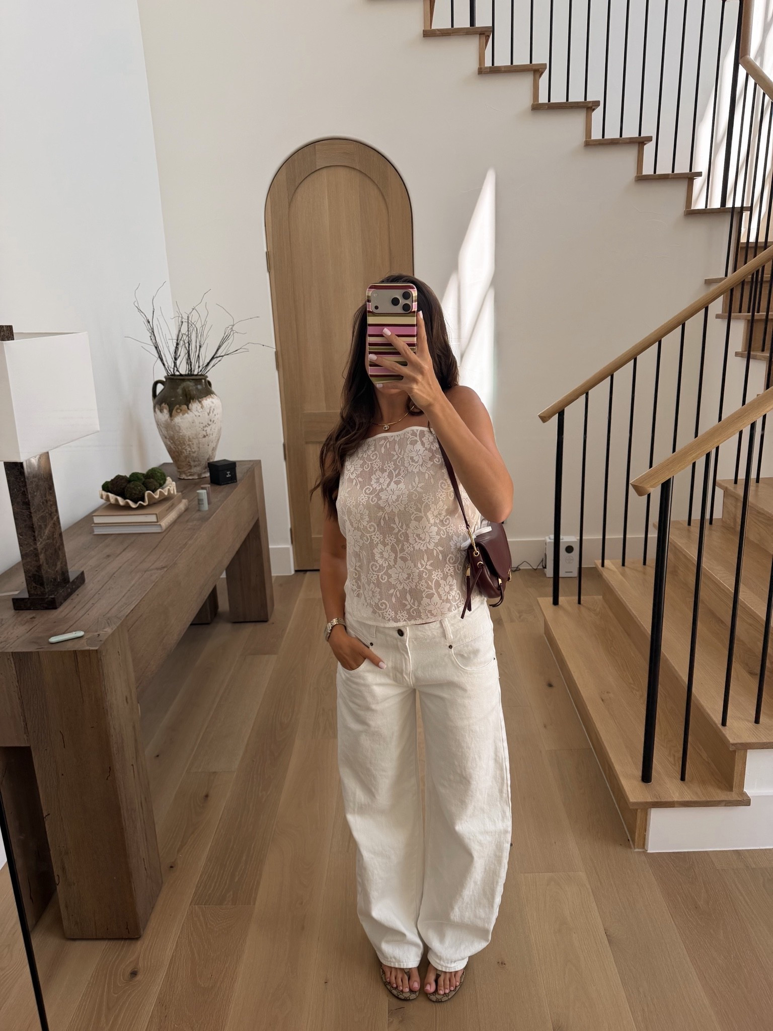 Dinner OOTN!! 🍸 

Reformation, aritzia, white jeans, lioness, haul, dinner date night, OOTD, Amazon accessories, phone case, summer looks, fall looks, lace, travel