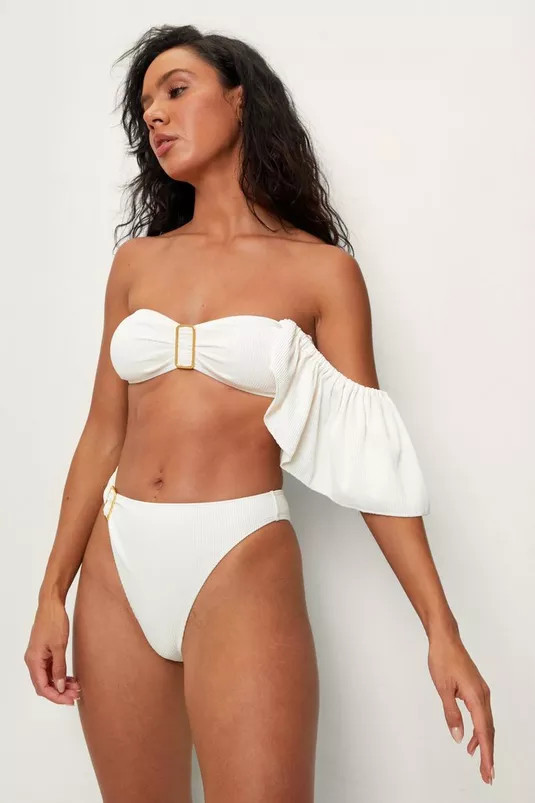 Recycled Ribbed One Shoulder Bikini Set | Nasty Gal (US)