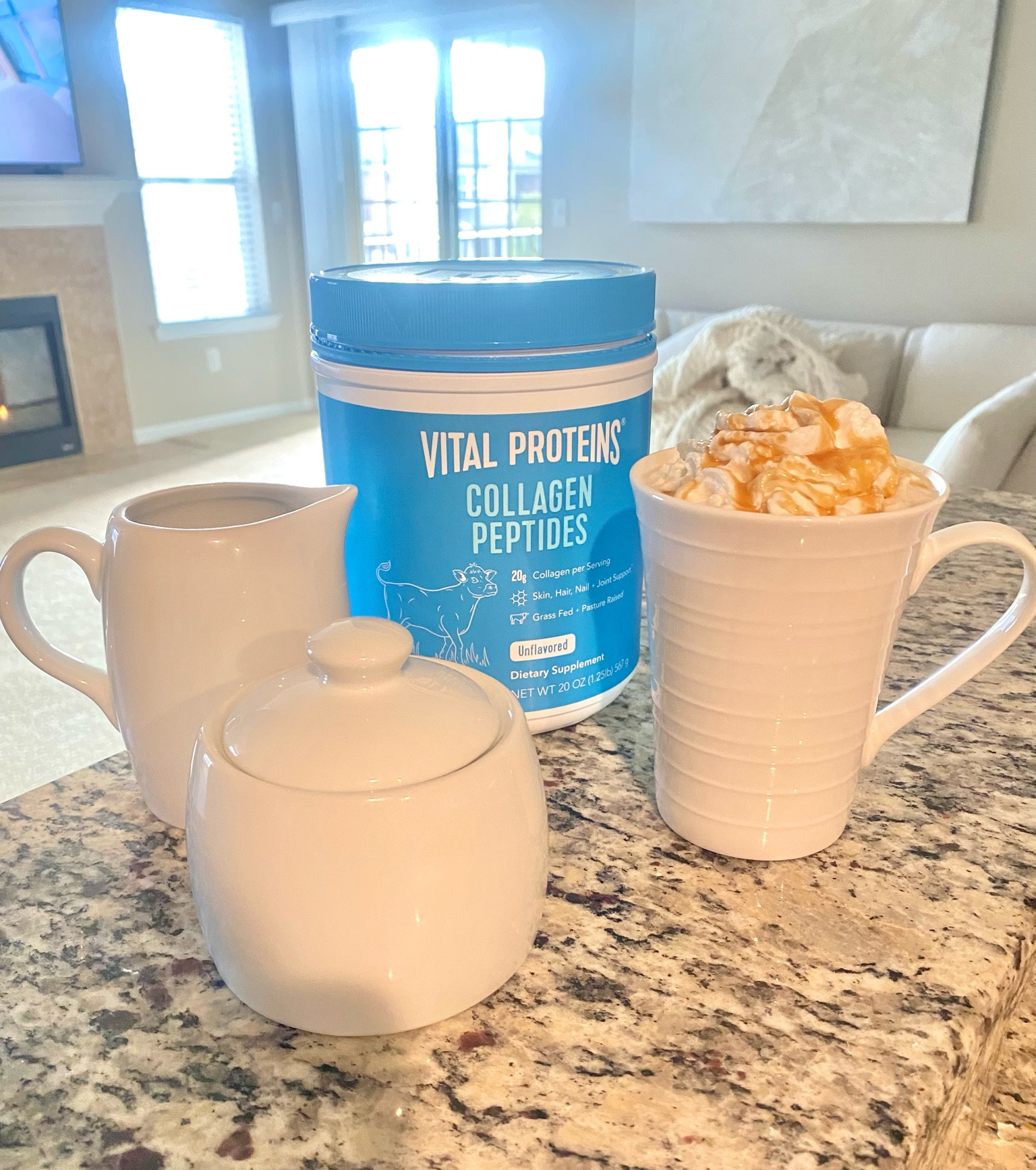 Morning routine hack!  Coffee with collagen, ditch the Starbucks and replace with this lower calorie option with 18 grams of protein.  Loving these cream and sugar dishes from target for only $5 a piece. Fall doesn’t get much better than this 🍂 

#LTKsalealert #LTKhome #LTKunder50