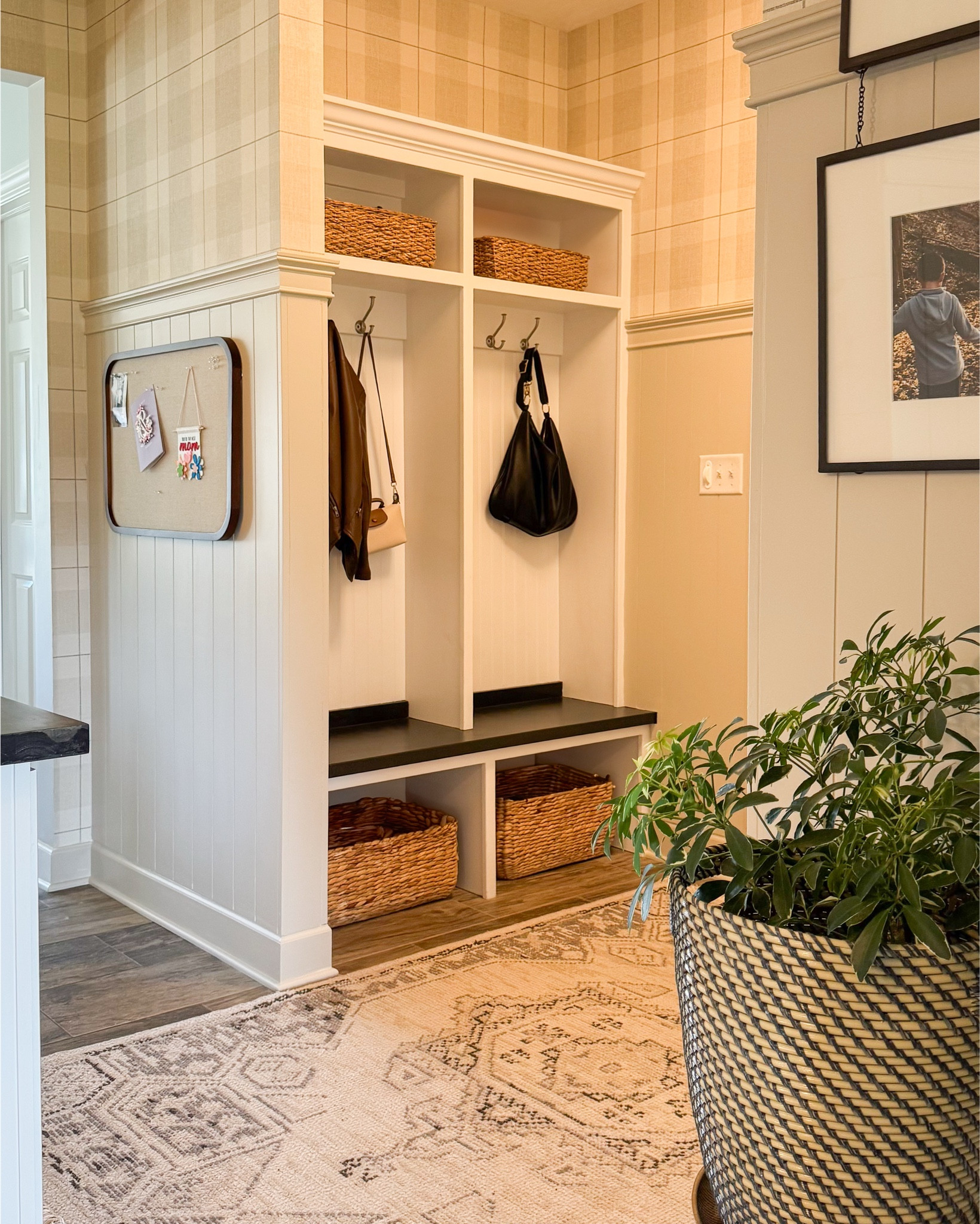 Mudroom entryway organization

Plaid wallpaper , cozy organized modern entryway 

#LTKStyleTip #LTKHome #LTKFindsUnder100