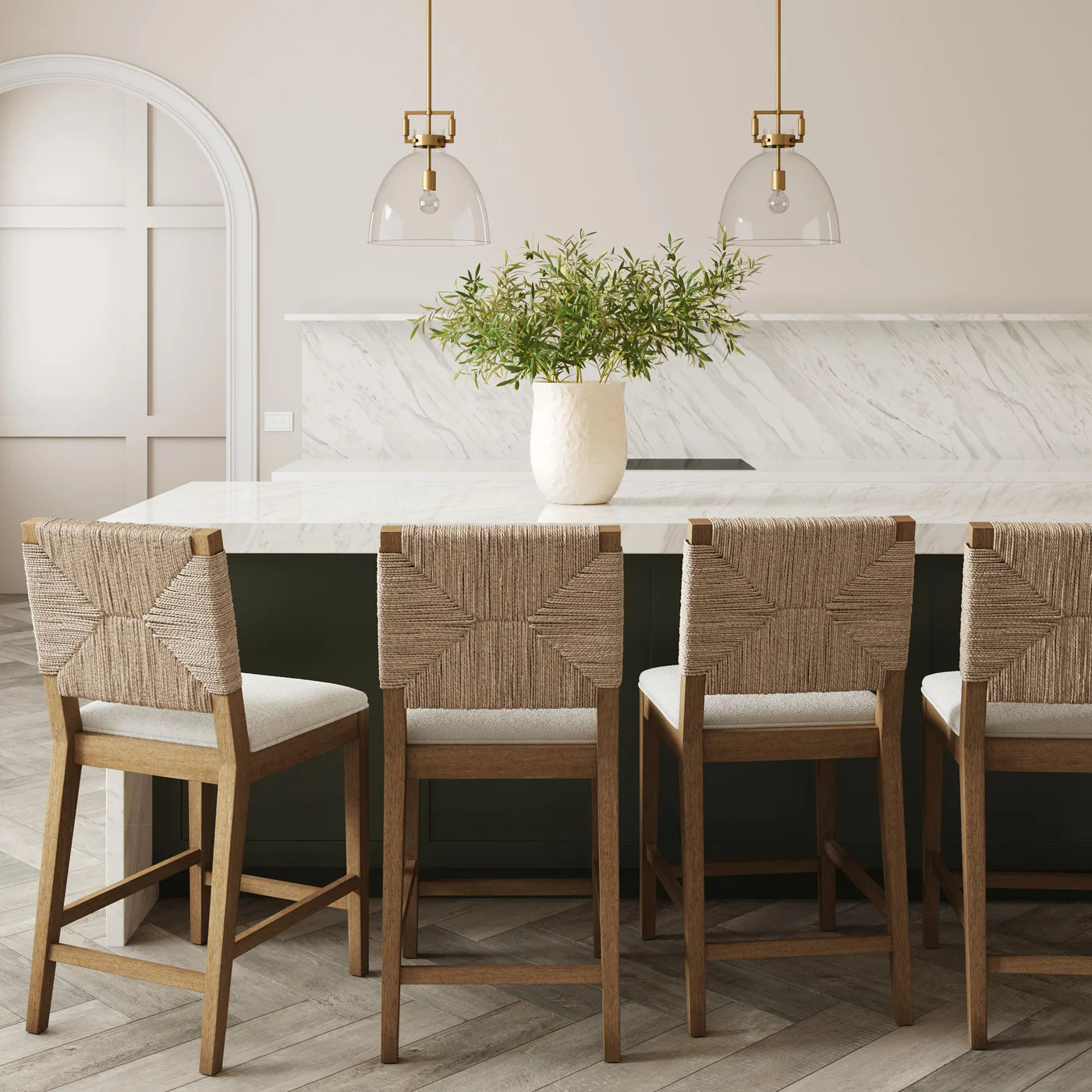 Seagrass Counter Stools Light Brown (Set of 4) | Nathan James