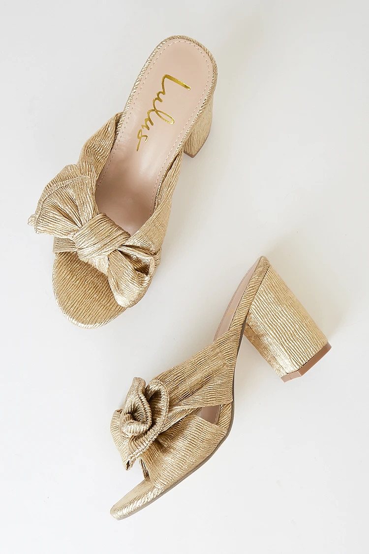 Dorothea Gold Knotted High Heel Sandals | Lulus