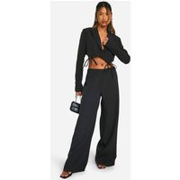Womens Wide Leg Dress Pants - Black - 12 | boohoo (US & Canada)