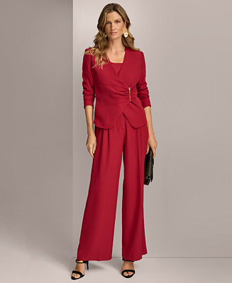 Asymmetrical Zip Front Blazer & Wide Leg Pants | Macy's