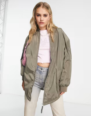 JJXX oversized bomber jacket in taupe | ASOS (Global)