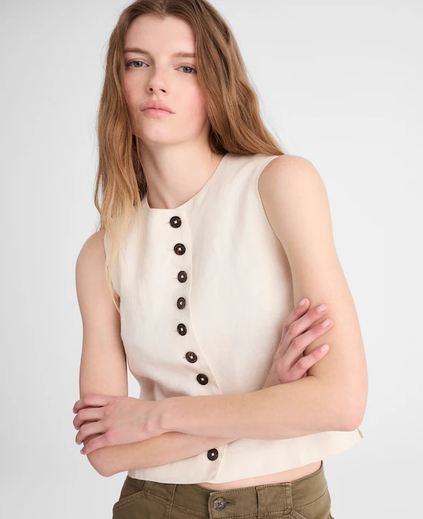 Button-Front Shell Top in 100% Linen | Madewell