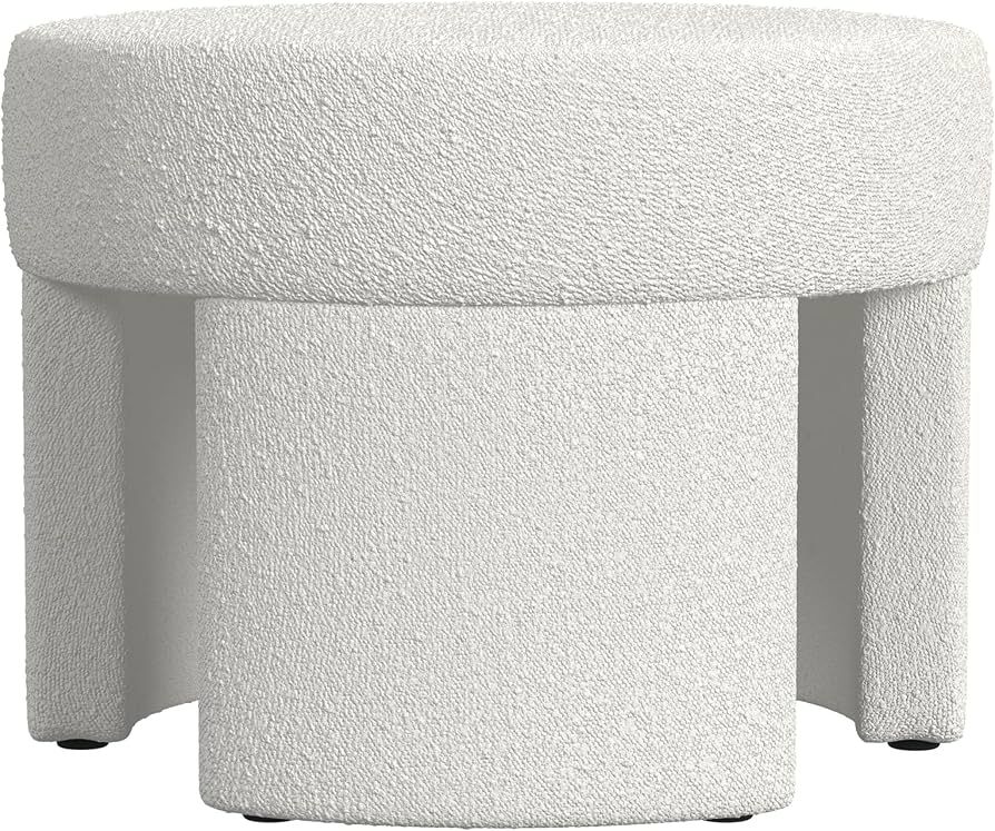 HomePop Sophia Modern Round Ottoman Home Décor|Ottoman for Living Room & Bedroom - White Cream B... | Amazon (US)