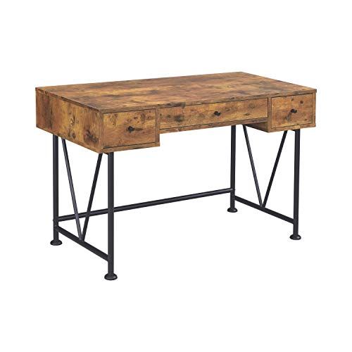 Amazon.com: Coaster Home Furnishings Analiese 3-drawer Writing Desk Antique Nutmeg and Black : Home  | Amazon (US)