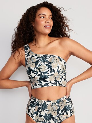 Matching One-Shoulder Printed Longline Bikini Swim Top for Women | Old Navy (US)