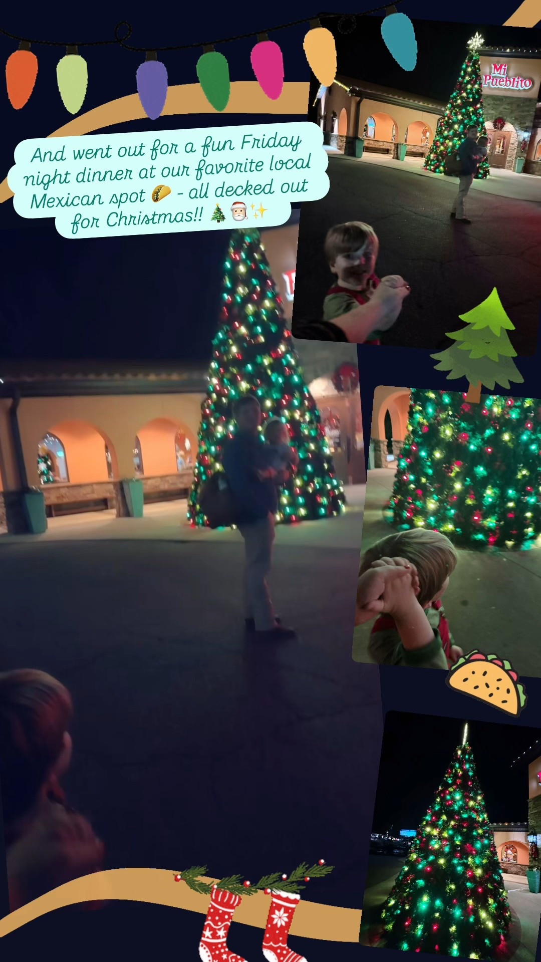 And went out for a fun Friday night dinner at our favorite local Mexican spot 🌮 - all decked out for Christmas!! 🎄🎅🏻✨ 