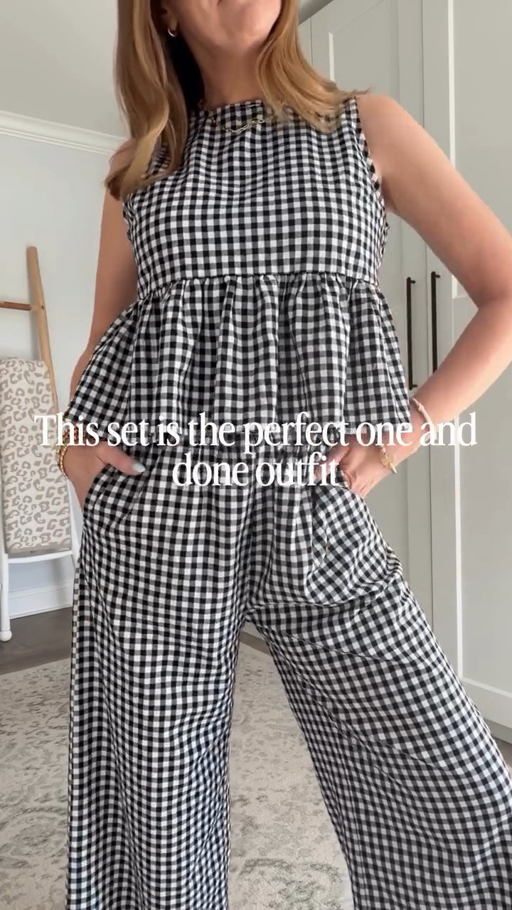 This adorable gingham set from Amazon is the perfect one and done outfit🖤🤍 it’s comfortable, it’s flattering, it’s forgiving, and it’s so fun to style. Perfect if you’re not a short girl like me, I wear a medium and it comes in 10 gorgeous colors.

Viral Amazon fashion finds, summer outfit idea, warm weather outfits with coverage, chic summer outfits for women over 40, vacation outfit, elevated, casual, comfortable warm weather date night outfits, trending print gingham, easy and stylish summer outfit

#LTKgrwm #LTKootd #LTKSeasonal