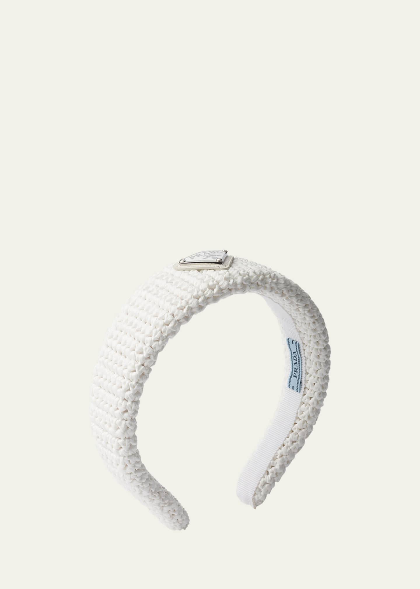 Prada Triangle Logo Crochet Headband | Bergdorf Goodman