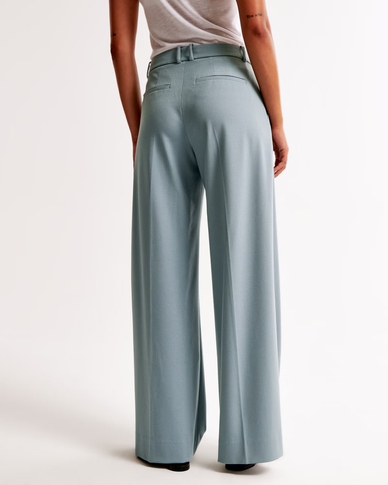 Women's Mid Rise Tailored Wide Leg Pant | Women's Clearance | Abercrombie.com | Abercrombie & Fitch (US)