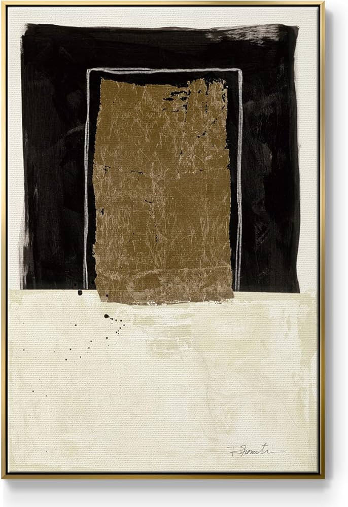 Amazon.com - Renditions Gallery Canvas Gold Floating Frame Art Paintings Black Golden Geometric Pattern Abstract Hanging Artwork Prints for Kitchen Hotel Bedroom Walls - 17"X25" LT543 | Amazon (US)