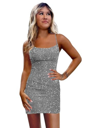 Aayigx Plus Size Short Tight Homecoming Dresses for Juniors Sparkly Sequin Grey HOCO Dress Backless Mini Corset Cocktail Party Gown Size 20 | Amazon (US)