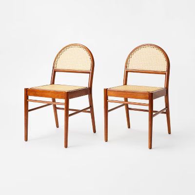 2pk Gilbert Arch Back Caned Woven Dining Chairs Walnut - Threshold™ designed with Studio McGee | Target