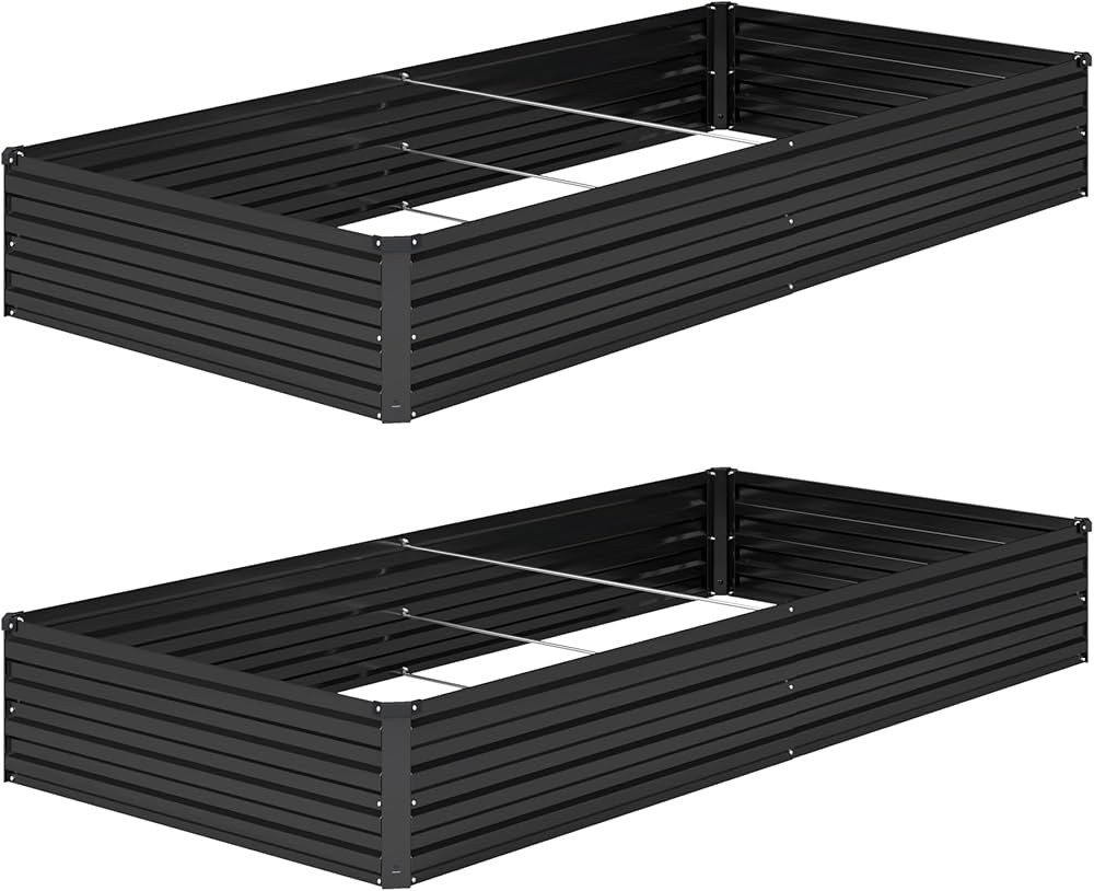 8x4x1ft(2 Pack) Galvanized Raised Garden Bed,Outdoor Planter Box Metal Patio Kit Planting Bed for... | Amazon (US)