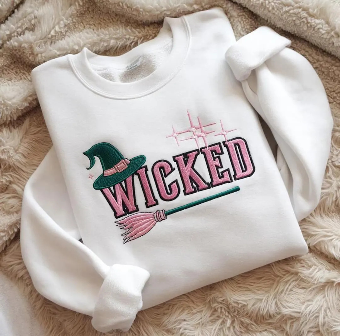 Wicked Glitter Embroidered Shirt, Wicked Movie Musical Shirt, Elphaba and Glinda Sweatshirt, Defy... | Etsy (US)