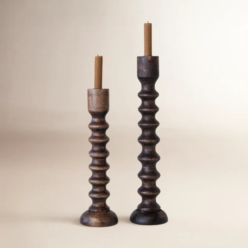 Hand Carved Wood Taper Candle Holder | Wayfair North America