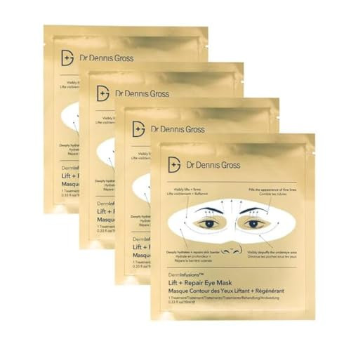 Dr Dennis Gross DermInfusions Lift + Repair Eye Mask | Visibily Lift + Firm, Fills the Appearance of Fine Lines, Deepy Hydrates + Repairs, Visibly Depuffs the Undereye Area | 4 Treatments | Amazon (US)