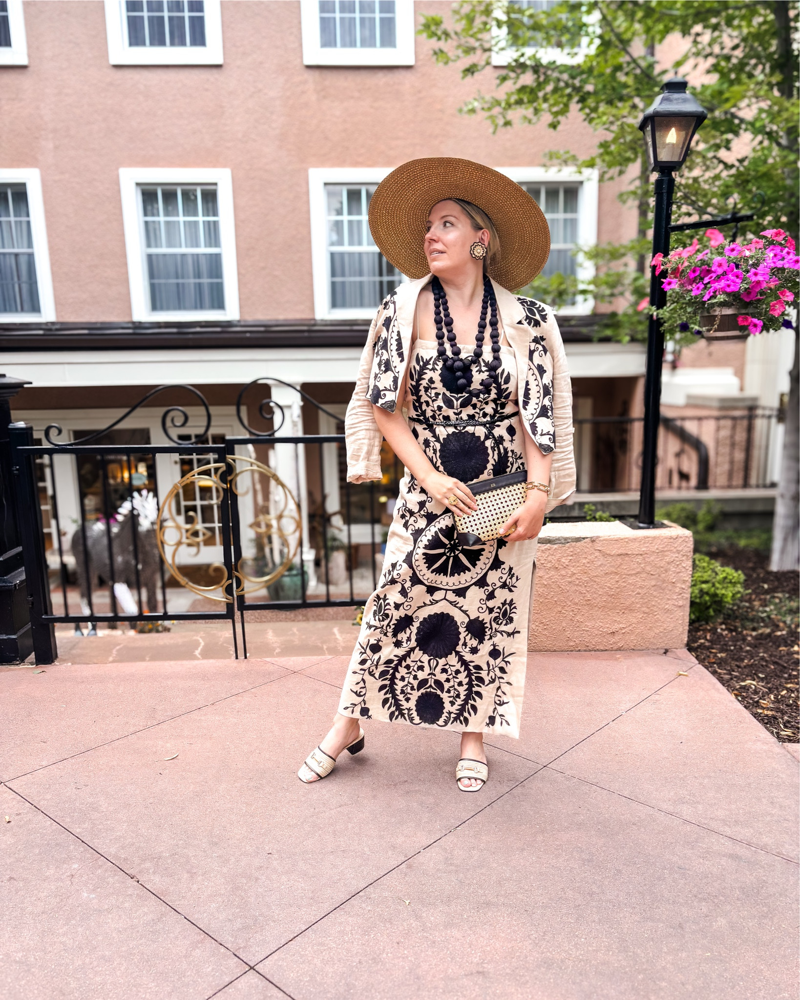 Look 17
Tropical Luxe 🌴 
A Curated Capsule Series

✨ Wrapping up Tropical Luxe with one of my absolute favorite pieces - a purchase from last year that is back again this season at Dillard’s (and on sale!). It even comes in several new colorways, so if the one I’m wearing isn’t for you, there are plenty of options to choose from.

I wore this look for dinner at the Broadmoor’s La Taverne - a classic steakhouse with the cutest garden dining area. It seems like the kind of place that you wouldn’t want to take me (I don’t really eat meat) but you’d be so wrong- I LOVED it! The sides and small plates were so good I had a hard time choosing…  I’m already planning to come back next time I’m in the area. 🌿✨

🌴 About Tropical Luxe: This capsule has been all about turning everyday life into a vacation - bold prints, luxe details, and vibrant styling meant to feel both joyful and elevated. I’ve loved sharing these looks with you, and I can’t wait to bring you along for what’s next. 🎡 

📲 Shop this outfit (plus all of my Tropical Luxe looks) now on LTK — linked and ready for you to explore!

Dress & Jacket - Dillards (linked)
Hat - Eric Javits (linked)
Shoes - Steve Madden (similar linked)
Earrings - Tuckernuck (linked)
Necklace - Dillards (linked)
Bag - Mark & Graham (linked)
Bracelet & Ring - Rocksbox (similar linked) 

#Dillards #EricJavits #MarkAndGraham #CapsuleWardrobe #VacationStyle #TropicalStyle #MaximalistFashion

#LTKItBag #LTKSeasonal #LTKSaleAlert